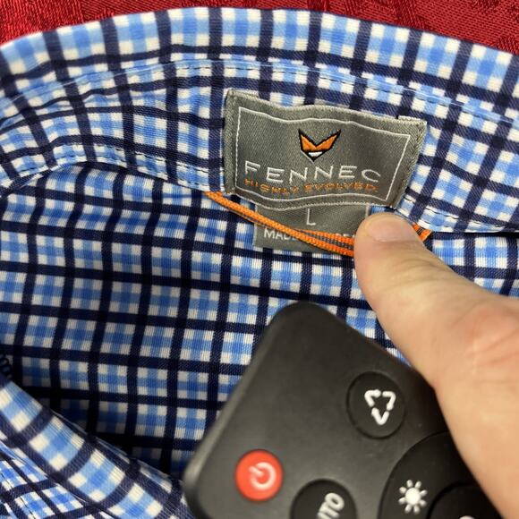 Fennec Polo Shirt Mens L Blue Check US Open Semple Trophy Logo Brookside Sport - Picture 4 of 12